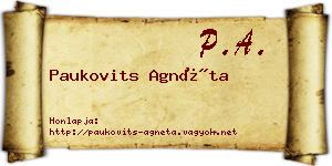Paukovits Agnéta névjegykártya
